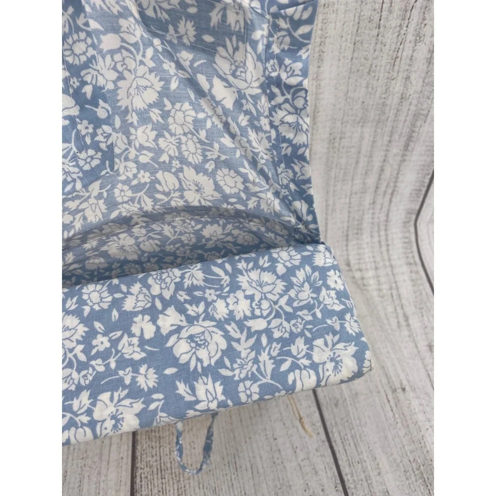 Laura Ashley Sheet Set FULL Blue White Floral Cotton Percale Heirloom Ditzy